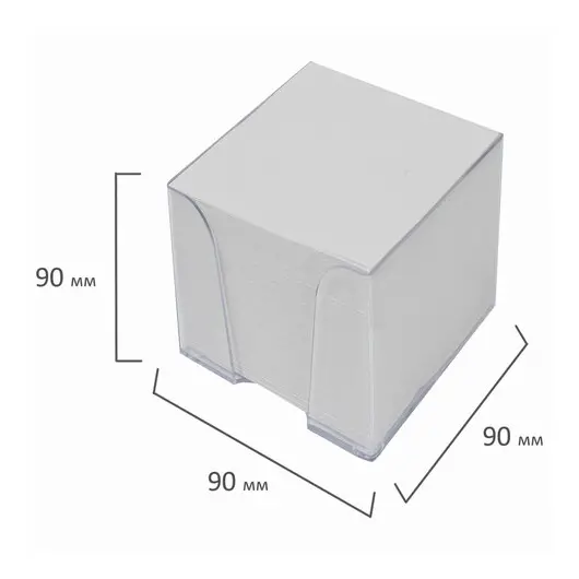 Блок для записей STAFF в подставке прозрачной, куб 9х9х9 см, белый, белизна 70-80%, 129202, фото 5