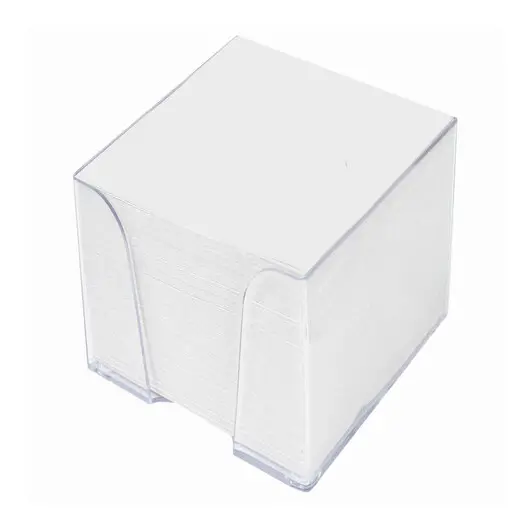 Блок для записей STAFF в подставке прозрачной, куб 9х9х9 см, белый, белизна 90-92%, 129201, фото 2