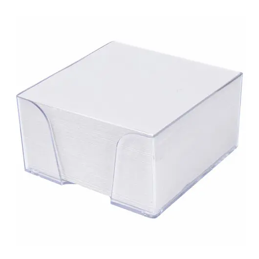 Блок для записей STAFF в подставке прозрачной, куб 9х9х5 см, белый, белизна 70-80%, 129194, фото 2