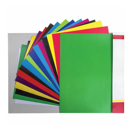 Набор цветного картона и бумаги А4 мелованные (глянцевые), 8+8 цветов, в папке, BRAUBERG, 200х290 мм, &quot;Радуга&quot;, 129931, фото 2