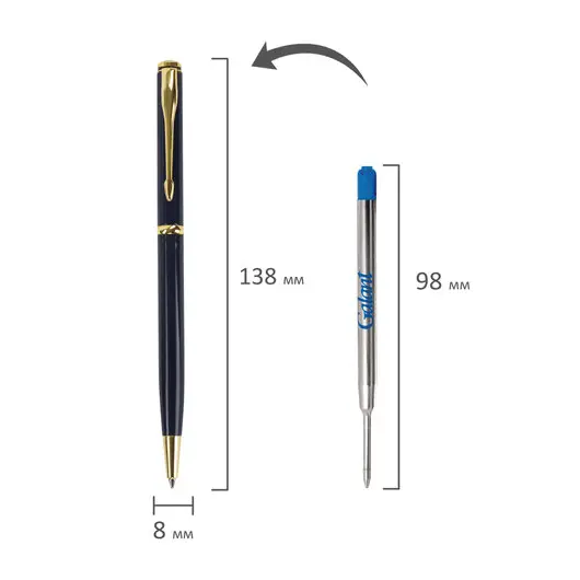 Ручка подарочная шариковая GALANT &quot;Arrow Gold Blue&quot;, корпус темно-синий, золотистые детали, пишущий узел 0,7 мм, синяя, 140653, фото 13