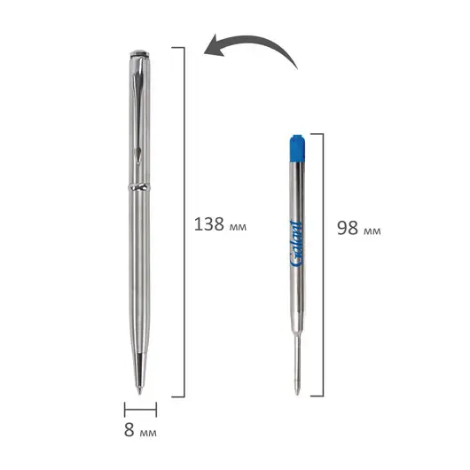 Ручка подарочная шариковая GALANT &quot;Arrow Chrome&quot;, корпус серебристый, хромированные детали, пишущий узел 0,7 мм, синяя, 140408, фото 13