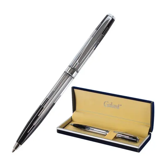 Ручка подарочная шариковая GALANT &quot;Offenbach&quot;, корпус серебристый с черным, хромированные детали, пишущий узел 0,7 мм, синяя, 141014, фото 1