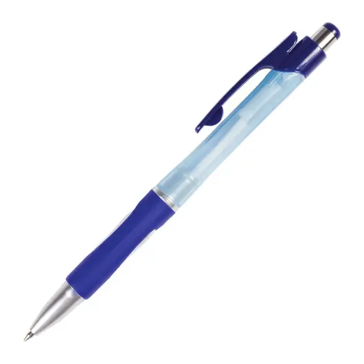 Ручка шариковая автоматическая с грипом BRAUBERG &quot;Neo&quot;, СИНЯЯ, корпус синий, узел 0,7 мм, линия письма 0,35 мм, 141074, фото 1