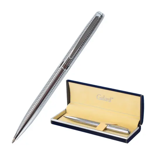 Ручка подарочная шариковая GALANT &quot;Freiburg&quot;, корпус серебристый с гравировкой, хромированные детали, пишущий узел 0,7 мм, синяя, 141016, фото 1