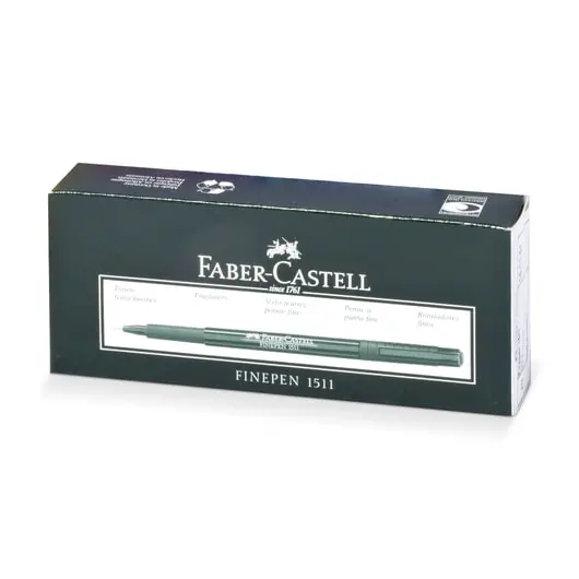 Ручка капиллярная FABER-CASTELL &quot;Finepen 1511&quot;, ЧЕРНАЯ, корпус темно-зеленый, линия 0,4 мм, 151199, фото 2