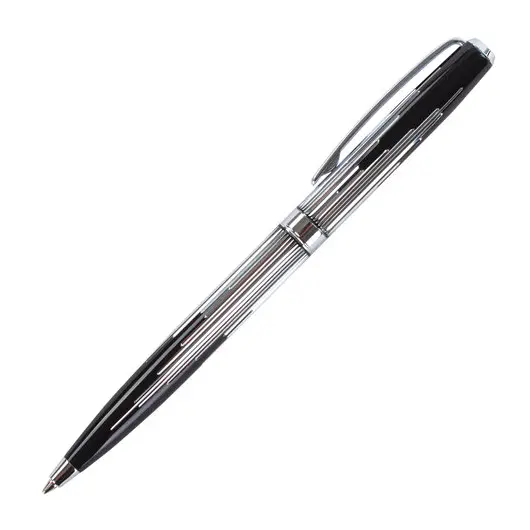 Ручка подарочная шариковая GALANT &quot;Offenbach&quot;, корпус серебристый с черным, хромированные детали, пишущий узел 0,7 мм, синяя, 141014, фото 3