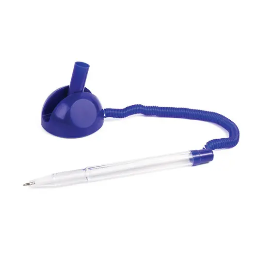 Ручка шариковая настольная BRAUBERG &quot;Стенд-Пен&quot;, СИНЯЯ, пружинка, корпус синий, линия 0,5 мм, 140195, фото 2