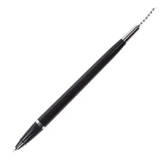 Ручка шариковая настольная BRAUBERG &quot;Стенд-Пен Блэк1&quot;, СИНЯЯ, цепочка, корпус черный, линия письма 0,5 мм, 140889, фото 3