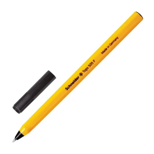 Ручка шариковая SCHNEIDER &quot;Tops 505 F&quot;, ЧЕРНАЯ, корпус желтый, узел 0,8 мм, линия письма 0,4 мм, 150501, фото 1
