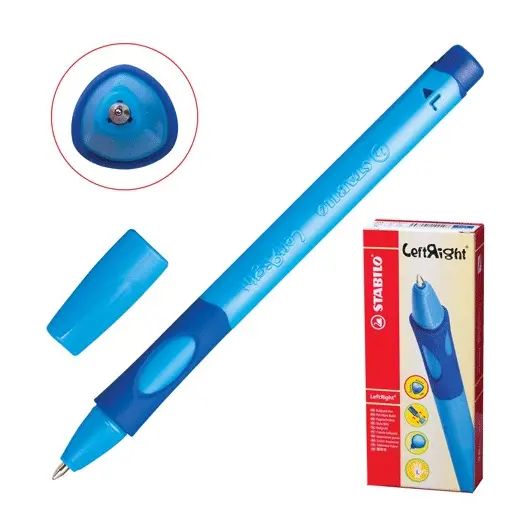 Ручка шариковая STABILO &quot;Left Right&quot;, СИНЯЯ, для левшей, корпус синий, узел 0,8 мм, линия письма 0,4 мм, 6318/1-10-41, фото 1