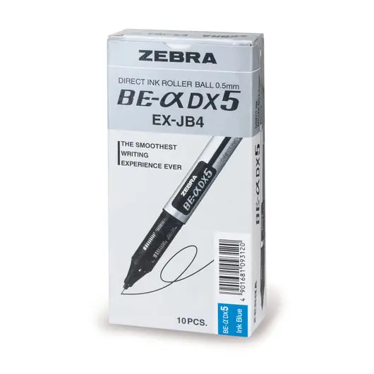 Ручка-роллер ZEBRA &quot;Zeb-Roller DX5&quot;, СИНЯЯ, корпус серебристый, узел 0,5 мм, линия письма 0,3 мм, EX-JB2-BL, фото 2