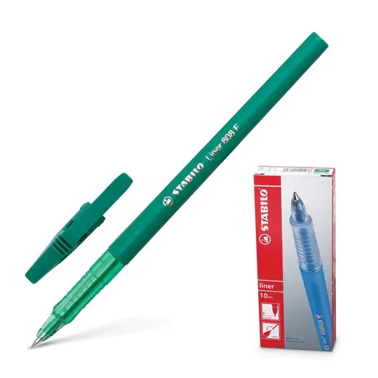 Ручка шариковая STABILO &quot;Liner&quot;, ЗЕЛЕНАЯ, корпус зеленый, узел 0,7 мм, линия письма 0,3 мм, 808/36, фото 1