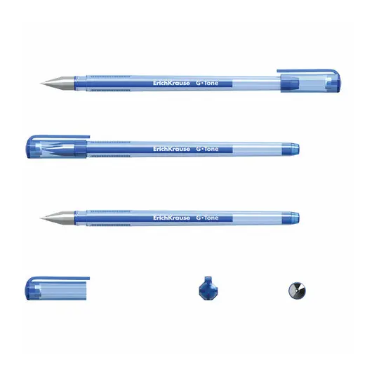 Ручка гелевая ERICH KRAUSE &quot;G-Tone&quot;, СИНЯЯ, корпус тонированный синий, узел 0,5 мм, линия письма 0,4 мм, 17809, фото 5