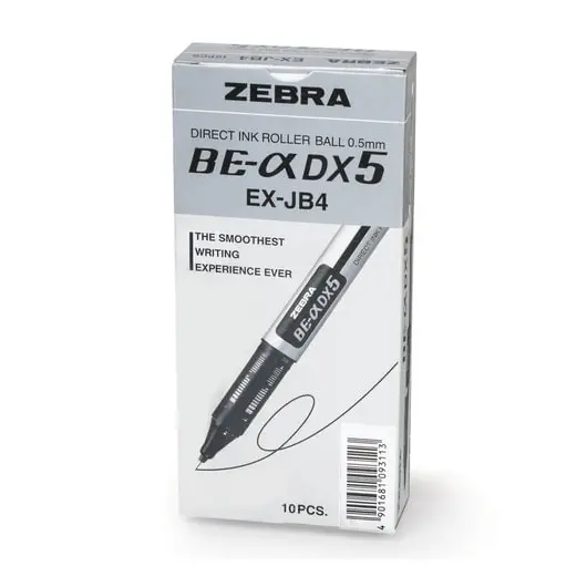 Ручка-роллер ZEBRA &quot;Zeb-Roller DX5&quot;, ЧЕРНАЯ, корпус серебристый, узел 0,5 мм, линия письма 0,3 мм, EX-JB2-BK, фото 2
