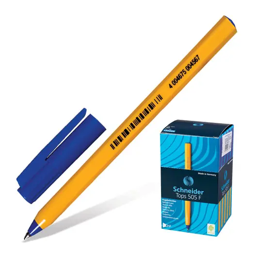 Ручка шариковая SCHNEIDER &quot;Tops 505 F&quot;, СИНЯЯ, корпус желтый, узел 0,8 мм, линия письма 0,4 мм, 150503, фото 1