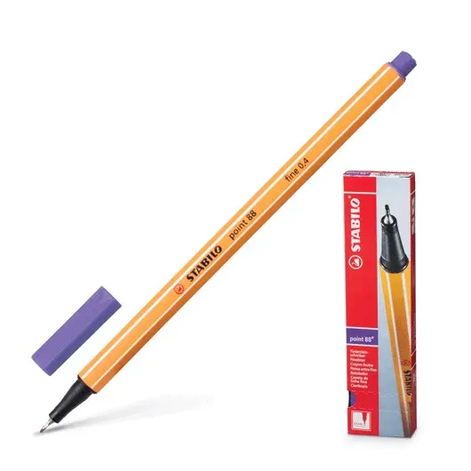 Ручка капиллярная STABILO &quot;Point&quot;, ФИОЛЕТОВАЯ, корпус оранжевый, линия письма 0,4 мм, 88/55, фото 1