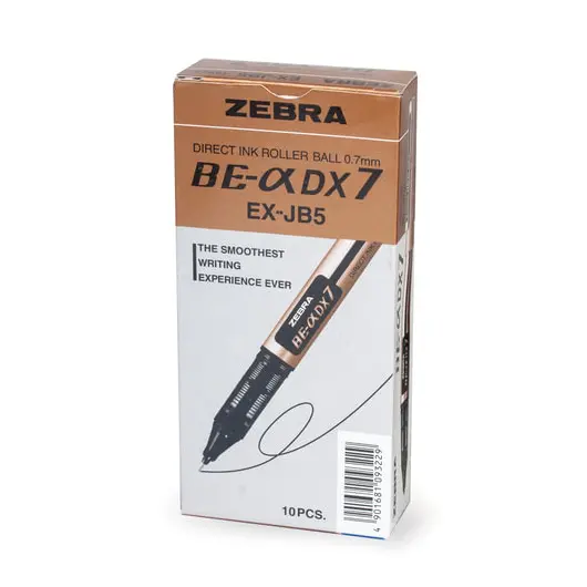 Ручка-роллер ZEBRA &quot;Zeb-Roller DX7&quot;, СИНЯЯ, корпус золотистый, узел 0,7 мм, линия письма 0,35 мм, EX-JB3-BL, фото 2