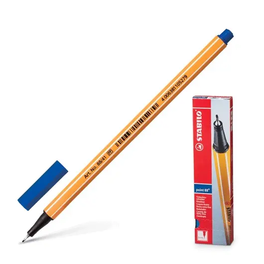 Ручка капиллярная STABILO &quot;Point&quot;, СИНЯЯ, корпус оранжевый, линия письма 0,4 мм, 88/41, фото 1