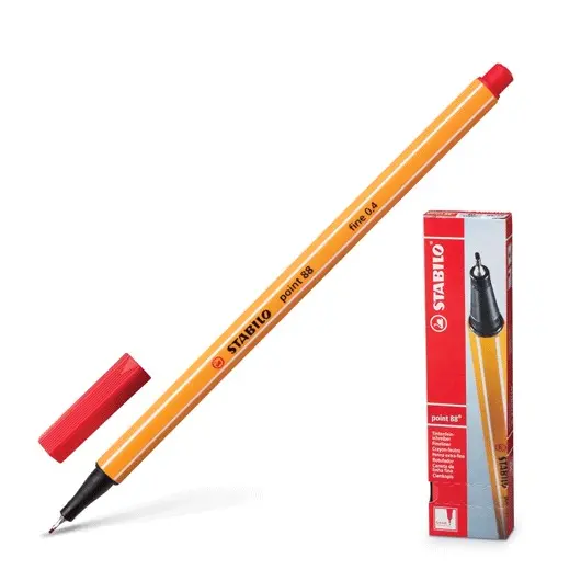 Ручка капиллярная STABILO &quot;Point&quot;, КРАСНАЯ, корпус оранжевый, толщина письма 0,4 мм, 88/40, фото 1