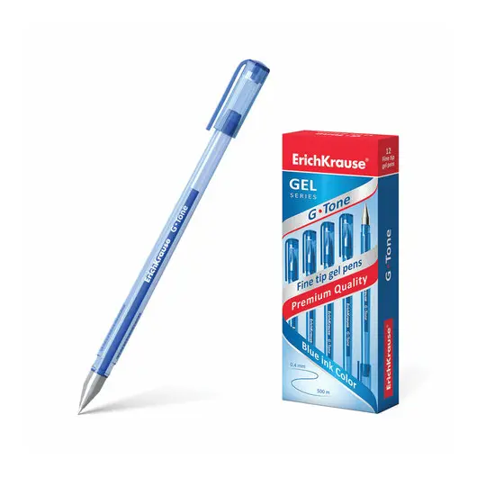 Ручка гелевая ERICH KRAUSE &quot;G-Tone&quot;, СИНЯЯ, корпус тонированный синий, узел 0,5 мм, линия письма 0,4 мм, 17809, фото 3