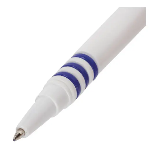Ручка шариковая настольная BRAUBERG &quot;Стенд-Пен&quot;, СИНЯЯ, пружинка, корпус белый/синий, линия письма 0,5 мм, 141353, фото 5