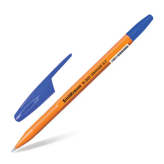 Ручка шариковая ERICH KRAUSE &quot;R-301 Orange&quot;, СИНЯЯ, корпус оранжевый, узел 0,7 мм, линия письма 0,35 мм, 43194, фото 1