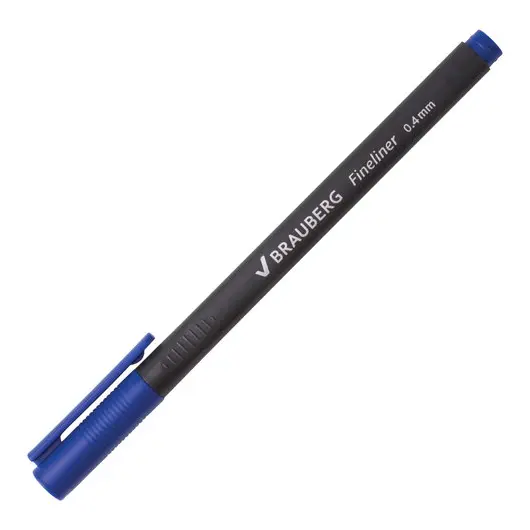 Ручка капиллярная BRAUBERG &quot;Carbon&quot;, СИНЯЯ, металлический наконечник, трехгранная, линия письма 0,4 мм, 141522, фото 3