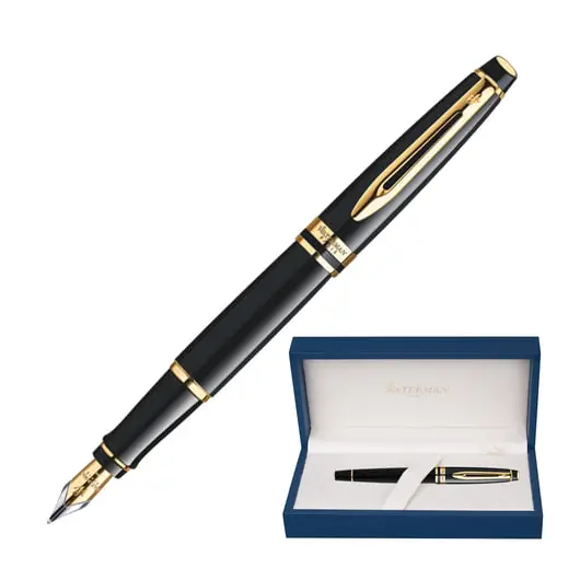 Ручка подарочная перьевая WATERMAN &quot;Expert 3 Black Lacquer GT&quot;, черный лак, позолоченные детали, синяя, S0951640, фото 1