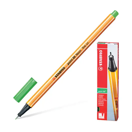 Ручка капиллярная STABILO &quot;Point 88&quot;, ЦВЕТ ЛИСТВЫ, корпус оранжевый, линия письма 0,4 мм, 88/43, фото 1