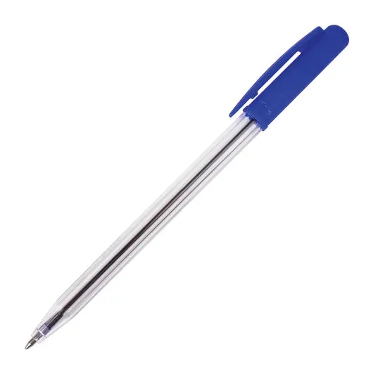 Ручка шариковая автоматическая STAFF, СИНЯЯ, корпус прозрачный, узел 0,8 мм, линия письма 0,4 мм, 141673, фото 1