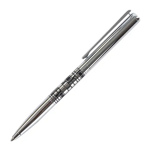 Ручка подарочная шариковая GALANT &quot;Basel&quot;, корпус серебристый с черным, хромированные детали, пишущий узел 0,7 мм, синяя, 141665, фото 3