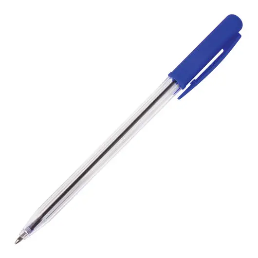 Ручка шариковая автоматическая STAFF, СИНЯЯ, корпус прозрачный, узел 0,8 мм, линия письма 0,4 мм, 141673, фото 2