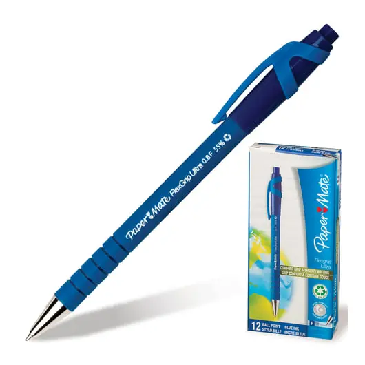 Ручка шариковая автоматическая PAPER MATE &quot;Flexgrip Ultra RT&quot;, СИНЯЯ, soft-touch, узел 1 мм, линия письма 0,8 мм, S0190303, фото 1