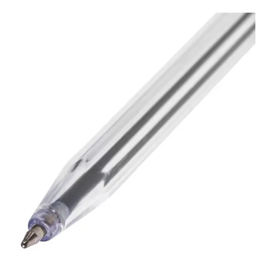 Ручка шариковая автоматическая STAFF, СИНЯЯ, корпус прозрачный, узел 0,8 мм, линия письма 0,4 мм, 141673, фото 3