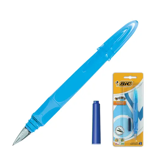 Ручка перьевая BIC &quot;EasyClic&quot;, корпус голубой, иридиевое перо, сменный картридж, блистер, 8479004, фото 1