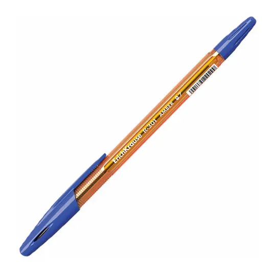Ручка шариковая ERICH KRAUSE &quot;R-301 Amber&quot;, СИНЯЯ, корпус тонированный оранжевый, узел 0,7 мм, линия письма 0,35 мм, 31058, фото 2