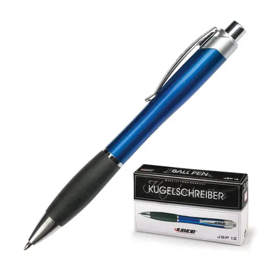 Ручка шариковая автоматическая LACO, СИНЯЯ, корпус синий, узел 1 мм, линия письма 1 мм, JBP 12, фото 1