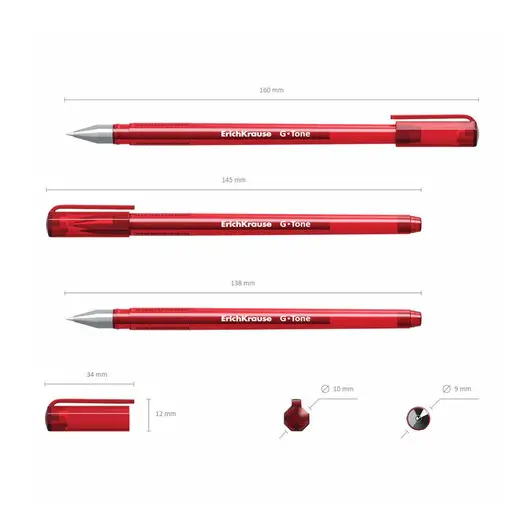 Ручка гелевая ERICH KRAUSE &quot;G-Tone&quot;, КРАСНАЯ, корпус тонированный красный, узел 0,5 мм, линия письма 0,4 мм, 17811, фото 6