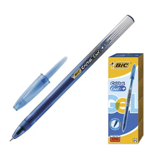 Ручка гелевая BIC &quot;Cristal Gel+&quot;, СИНЯЯ, корпус тонированный синий, узел 0,5 мм, линия письма 0,27 мм, 905489, фото 1