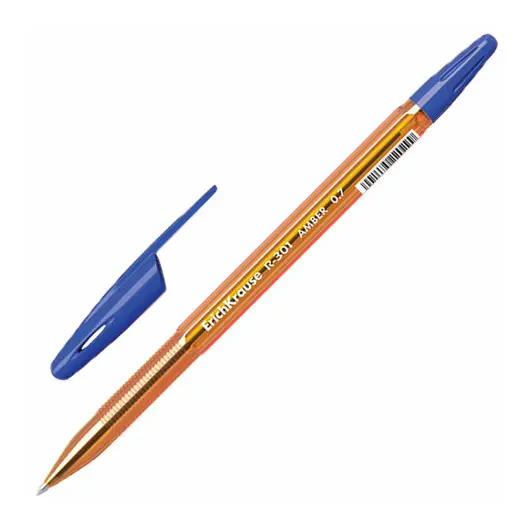 Ручка шариковая ERICH KRAUSE &quot;R-301 Amber&quot;, СИНЯЯ, корпус тонированный оранжевый, узел 0,7 мм, линия письма 0,35 мм, 31058, фото 1