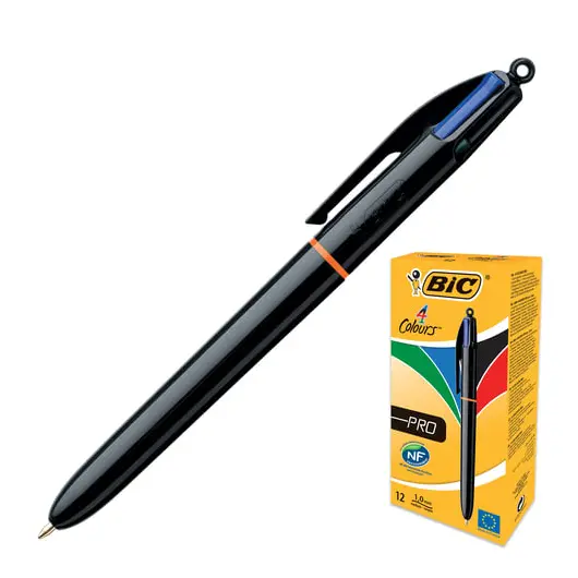 Ручка шариковая автоматическая BIC &quot;4 Colours Pro&quot;, 4 цвета (синий, черный, красный, зеленый), узел 1 мм, линия письма 0,32 мм, 902129, фото 1