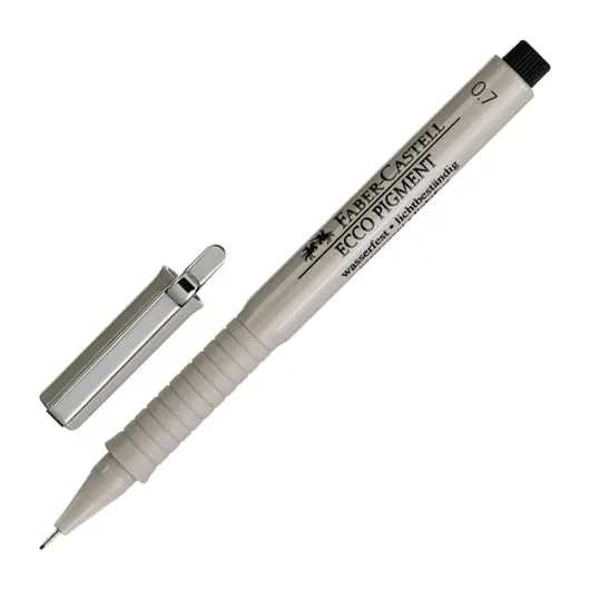 Ручка капиллярная FABER-CASTELL &quot;Ecco Pigment&quot;, ЧЕРНАЯ, корпус серый, линия письма 0,7 мм, 166799, фото 1