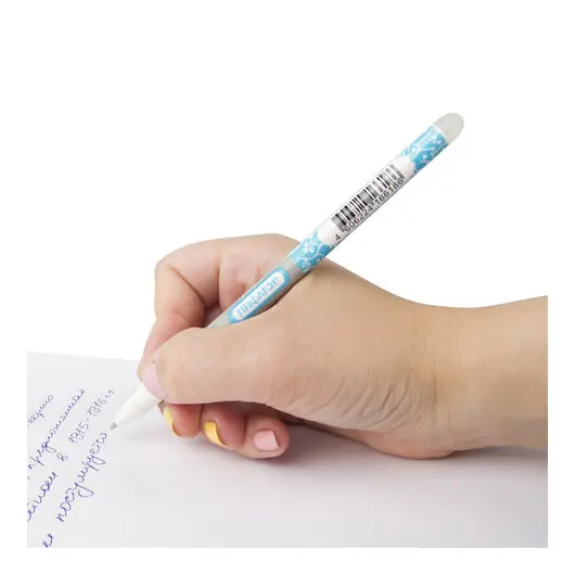 Ручка стираемая гелевая ПИФАГОР, СИНЯЯ, корпус двухцветный, узел 0,5 мм, линия письма 0,35 мм, 142496, фото 8