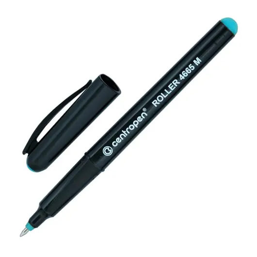 Ручка-роллер CENTROPEN, ЗЕЛЕНАЯ, трехгранная, корпус черный, узел 0,7 мм, линия письма 0,6 мм, 4665/1З, фото 1