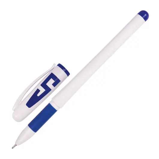 Ручка гелевая с грипом STAFF, СИНЯЯ, корпус белый, игольчатый узел 0,5 мм, линия письма 0,35 мм, 142394, фото 3