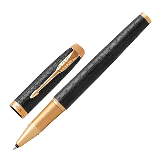 Ручка-роллер PARKER &quot;IM Premium Black GT&quot;, корпус черный матовый с гравировкой, позолоченные детали, черная, 1931660, фото 1