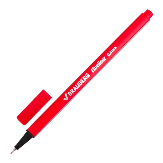 Ручка капиллярная BRAUBERG &quot;Aero&quot;, КРАСНАЯ, трехгранная, металлический наконечник, линия письма 0,4 мм, 142254, фото 1