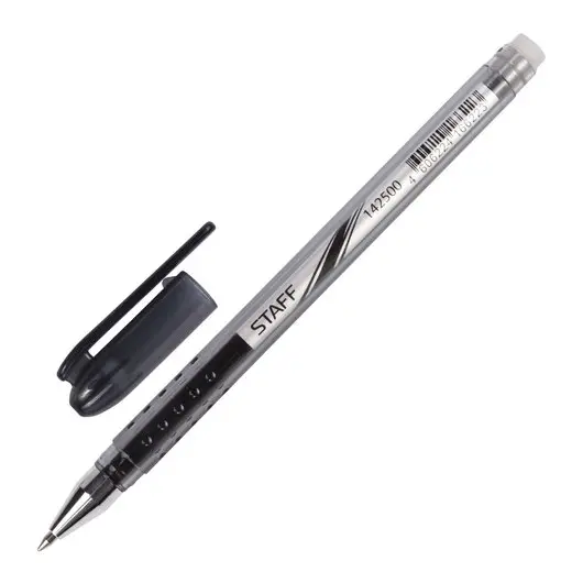 Ручка стираемая гелевая STAFF, ЧЕРНАЯ, корпус черный, хромированные детали, узел 0,5 мм, линия письма 0,38 мм, 142500, фото 1