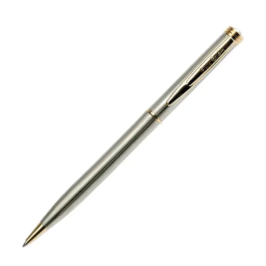 Ручка подарочная шариковая PIERRE CARDIN (Пьер Карден) &quot;Gamme&quot;, корпус серебристый, латунь, золотистые детали, синяя, PC0802BP, фото 1